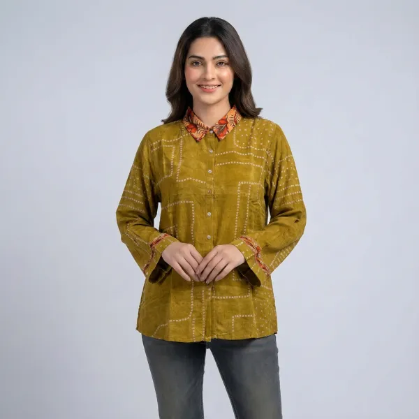 Bandhani With Kalamkari Shirt